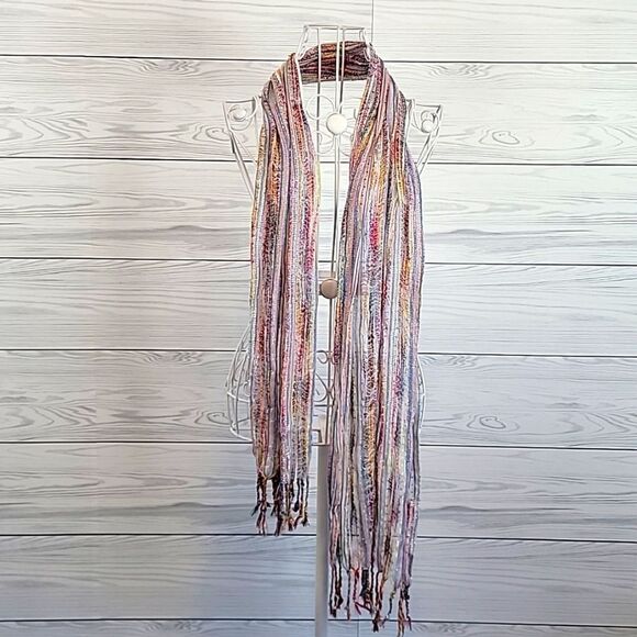 Unbranded multicolor summer scarf with fringe 70" length - Picture 1 of 5